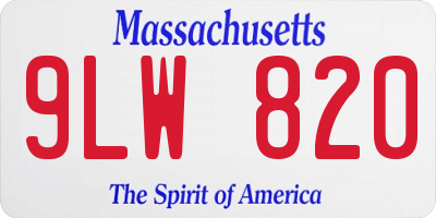 MA license plate 9LW820