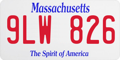MA license plate 9LW826