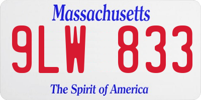 MA license plate 9LW833