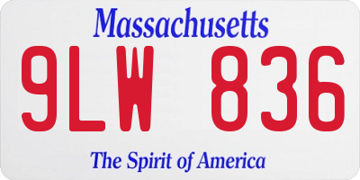 MA license plate 9LW836