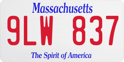 MA license plate 9LW837