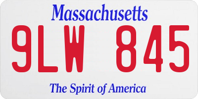 MA license plate 9LW845