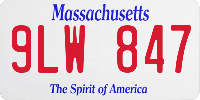 MA license plate 9LW847