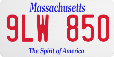 MA license plate 9LW850