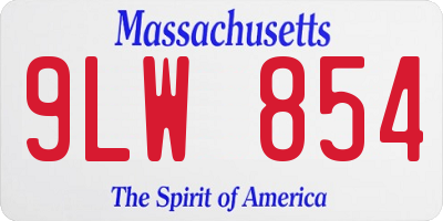 MA license plate 9LW854