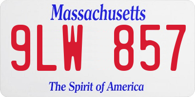 MA license plate 9LW857