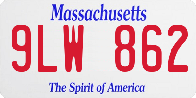 MA license plate 9LW862