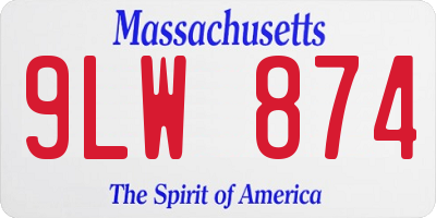 MA license plate 9LW874