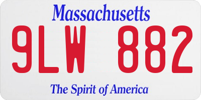MA license plate 9LW882