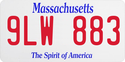 MA license plate 9LW883