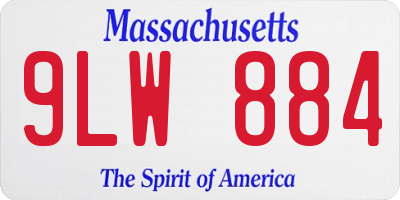MA license plate 9LW884