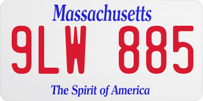 MA license plate 9LW885