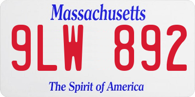 MA license plate 9LW892