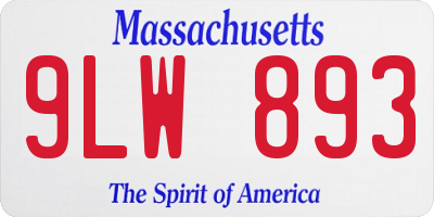 MA license plate 9LW893