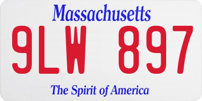 MA license plate 9LW897
