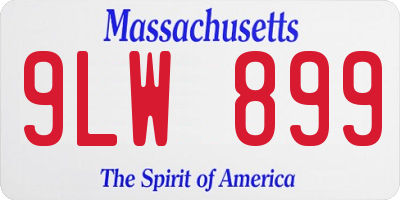 MA license plate 9LW899