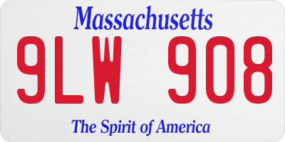 MA license plate 9LW908