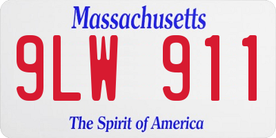 MA license plate 9LW911