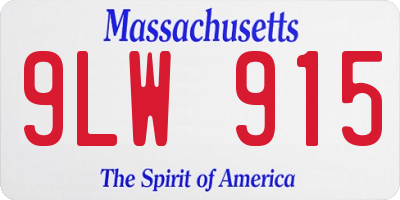 MA license plate 9LW915