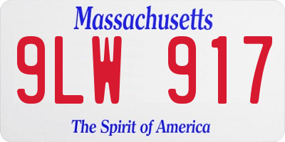 MA license plate 9LW917