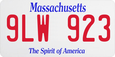 MA license plate 9LW923