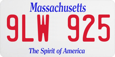 MA license plate 9LW925