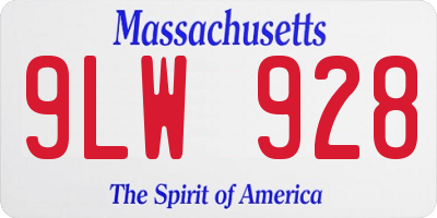 MA license plate 9LW928