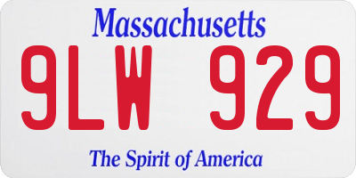 MA license plate 9LW929