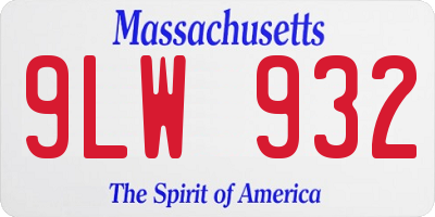 MA license plate 9LW932