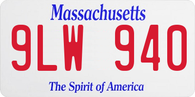 MA license plate 9LW940