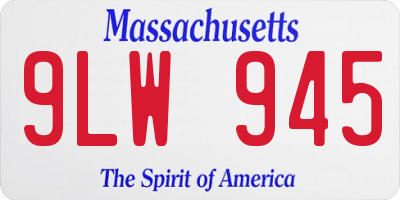 MA license plate 9LW945