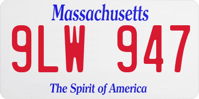 MA license plate 9LW947