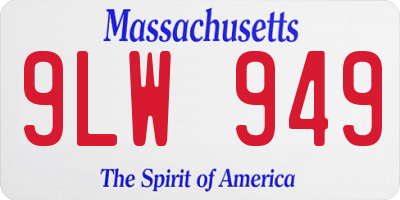 MA license plate 9LW949