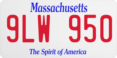 MA license plate 9LW950