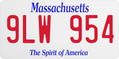MA license plate 9LW954