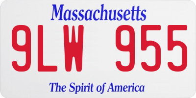 MA license plate 9LW955