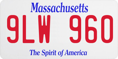 MA license plate 9LW960