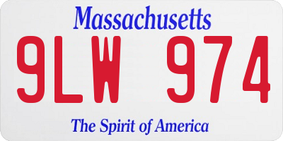 MA license plate 9LW974