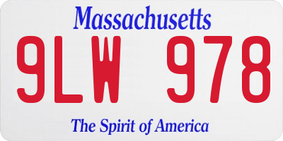 MA license plate 9LW978