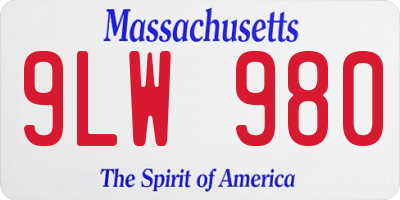 MA license plate 9LW980