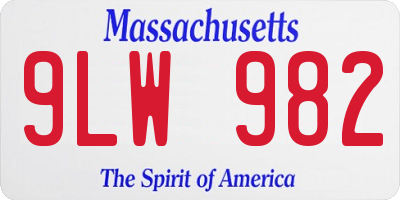 MA license plate 9LW982
