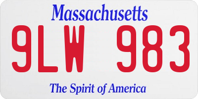 MA license plate 9LW983