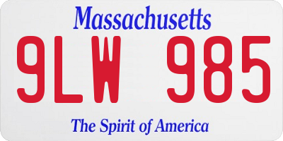 MA license plate 9LW985