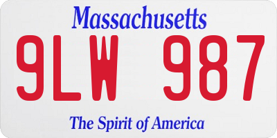 MA license plate 9LW987