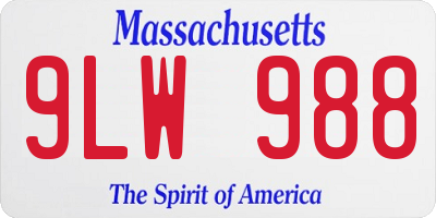 MA license plate 9LW988