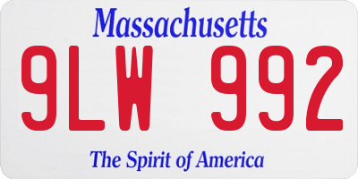 MA license plate 9LW992
