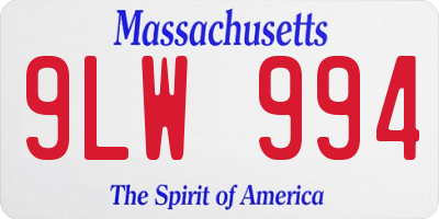 MA license plate 9LW994