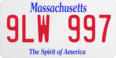 MA license plate 9LW997
