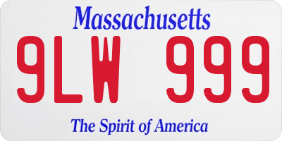 MA license plate 9LW999