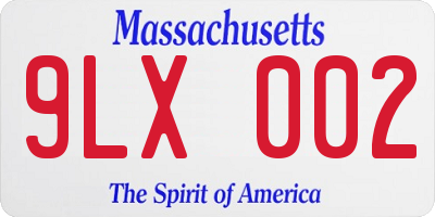 MA license plate 9LX002
